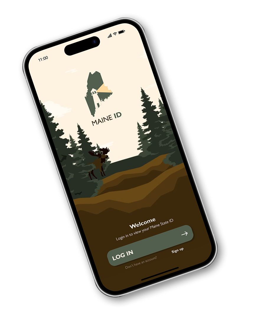Maine ID welcome and login screen