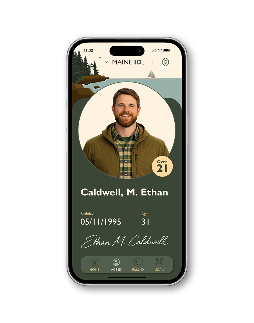 Maine ID age verification screen