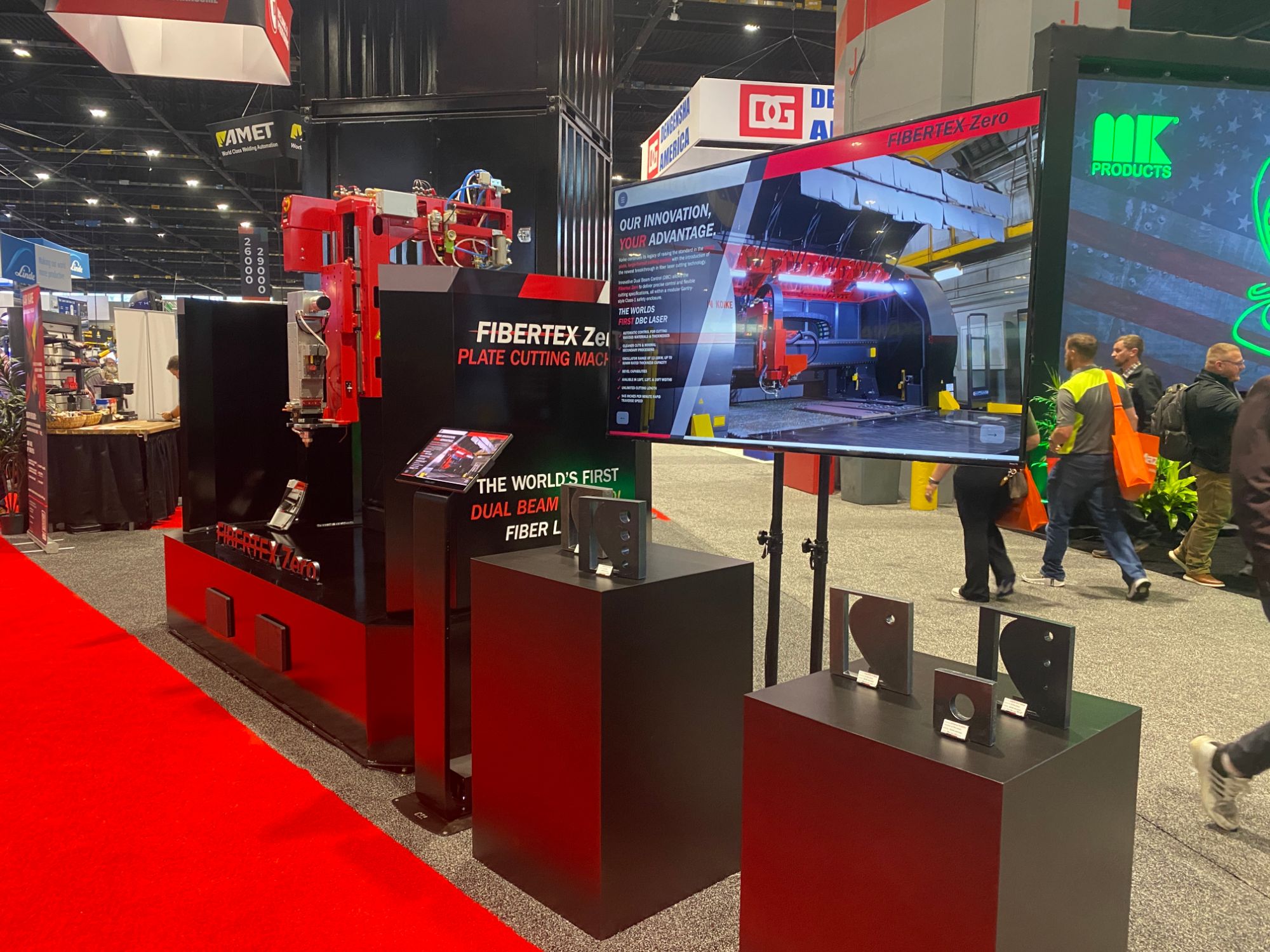 Fibertex Zero booth at Fabtech with the kiosk display