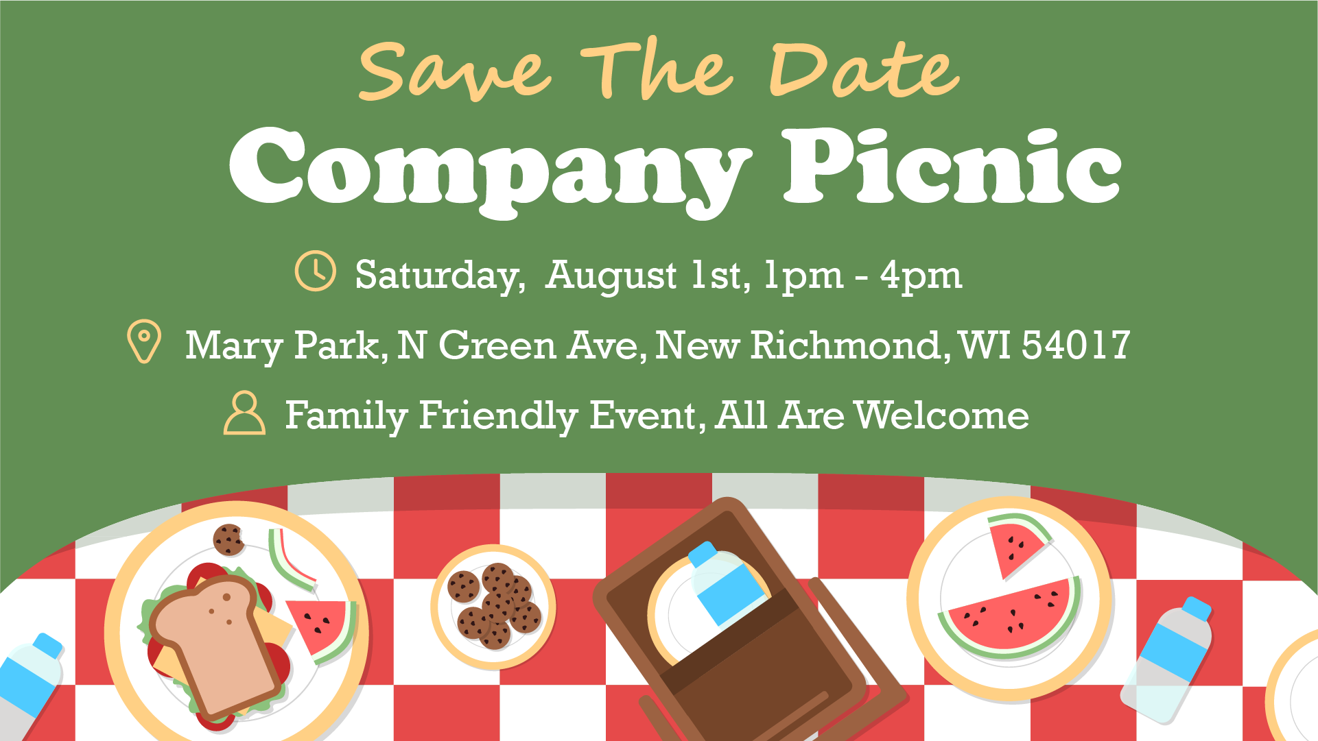 Save the Date company picnic TV slide